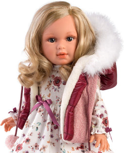 Llorens pop Lucia met witte bontkraag - 40cm