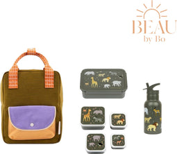 BEAU by Bo Sticky Lemon rugzak small + A Little Lovely Company back to school set Savanne