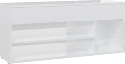vidaXL - Schoenenbank - 105x30x45 - cm - bewerkt - hout - hoogglans - wit