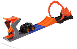 Racebaan met vlammen met 1 diecast auto.