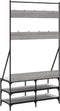 vidaXL - Kledingrek - met - schoenenrek - 100x40x184cm - grijs - sonoma - eikenkleur
