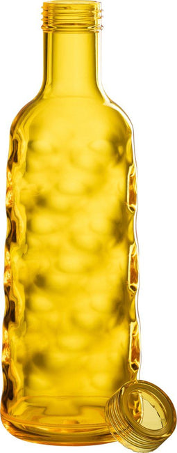 J-line decoratie fles Gehamerd - kunststof - geel - giftbox