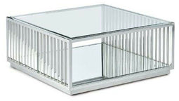 Hoofdtafel DKD Home Decor Transparant Zilverkleurig Staal Spiegel 100 x 100 x 45 cm