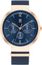 Tommy Hilfiger TH1782541 Dames Horloge - LIDIA - Mineraalglas - Messing/Roestvrijstaal - Blauw/Rosé goudkleurig - Ø 40 mm - Quartz - Druksluiting