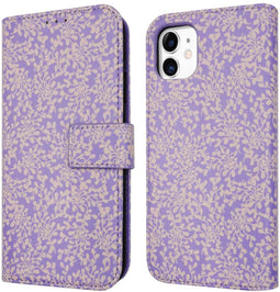iMoshion Hoesje Geschikt voor iPhone 11 Hoesje Met Pasjeshouder - iMoshion Design Bookcase smartphone - Meerkleurig / Purple White Flowers