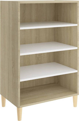 vidaXL - Dressoir - 57x35x90 - cm - bewerkt - hout - wit - en - sonoma - eikenkleurig