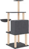 vidaXL - Kattenmeubel - met - sisal - krabpalen - 132 - cm - donkergrijs