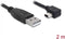 Delock - USB 2.0 Kabel - Haakse mini-B stekker - Zwart - 2 meter