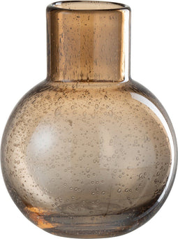 J-Line vaas Bol Met Hals - glas - amber - small - Ø 14.5 cm