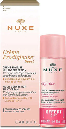 Nuxe Crème Prodigieuse Multi-Correction Silky Cream + Micellar Water - 40 ml - 50 ml (voor normale tot droge huid)