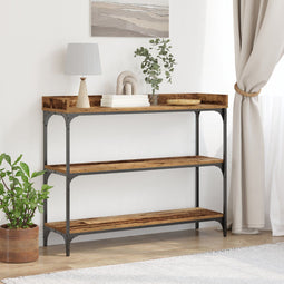vidaXL - Console - Tafel - Oud - Hout - 100x30x80 - cm - Engineered - Hout - en - Staal