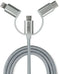SUBBLIM SUB-CHG-4CC001 - Universele USB-Autolader 2xUSB 2.4A + Kabel 3 in 1 - Zilver