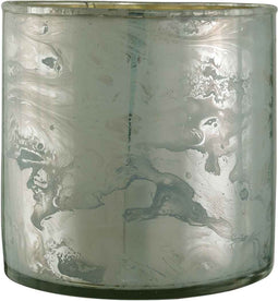 PTMD Davy windlicht - H10 x Ø10 cm. - Glas - Wit marmer