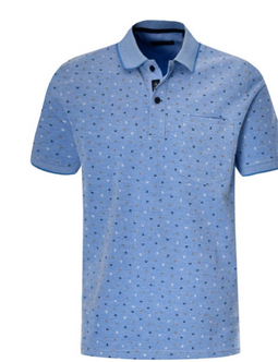 Boston Brothers heren poloshirt - polo heren - blauw print - korte mouwen - maat L