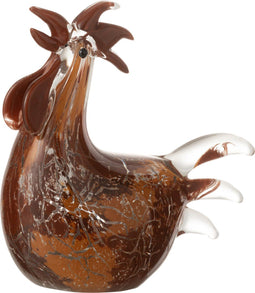 J-Line presse-papier Kip Vlekken - glas - wit/bruin/oker