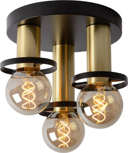 Lucide ANAKA - Plafonnière - Ø 30 cm - 3xE27 - Dimbaar - Zwart