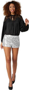 Dressforfun Pailletten-short - Verkleedkleding - Korte snit met trekkoord - Zilver (S)