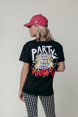 Colourful Rebel Party Animale Glitter Loose Fit Tee - Korte mouw - 100% organisch katoen - Maat S