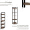 Tectake Hoekkast Castlebar - Staande kast - 5 niveaus - 30 x 30 x 150 cm - Zwart stalen frame (Donkerbruin)