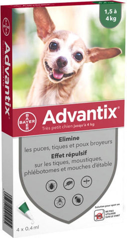 ADVANTIX 4 antiparasitaire pipetten - Voor zeer kleine honden van 1,5 tot 4 kg