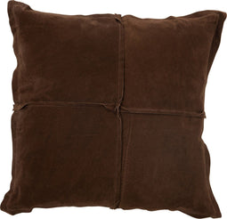 J-Line kussen Vierkant - leder/linnen - bruin