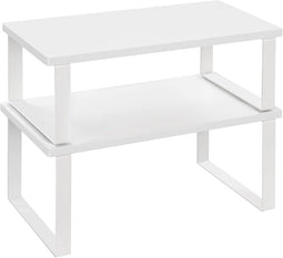 WOLTU Scaffalature kruidenrek set 2 stuks - stapelbare keuken plank organizer - wit MDF en metaal