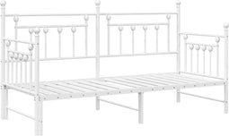 vidaXL - Ligbedframe - met - uitschuifbed - in - Wit - - - 80x200 - cm - Staal
