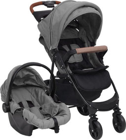 vidaXL - Kinderwagen - 3-in-1 - staal - lichtgrijs