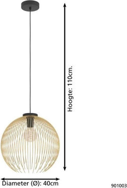 EGLO Venezuela - Hanglamp - Ø 40 cm - E27 - Goud - In hoogte verstelbaar