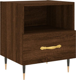 vidaXL - Nachtkastje - 40x35x47,5 - cm - bewerkt - hout - bruin - eikenkleur