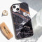 Selencia iPhone 12 (Pro) - Aurora Fashion Backcover - 100% gerecycled - Zwart Marmer