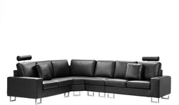 STOCKHOLM - Hoekbank met LED - Zwart - Rechterzijde - 290 cm - Leer