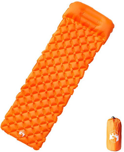 vidaXL - Kampeermatras - met - kussen - opblaasbaar - 1-persoons - oranje