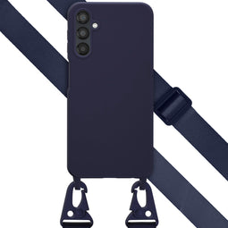 Selencia Hoesje Geschikt voor Samsung Galaxy A25 Hoesje Met Koord - Selencia Siliconen hoesje met afneembaar koord - Donkerblauw