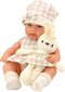 Babypop met draagbaar bedje - 35x17x8 cm - beweegbaar - educatief