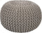 SVJ Poefs Rond - 55 x 55 x 37 cm - Katoen - Beige/Paars - Set van 2