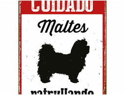 Metalen Wanddecoratie – Cuidado Maltés – Uniek Ontwerp A5 Formaat
