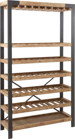 J-Line wijnrek 50 flessen + glazen - hout/metaal - nbaturel