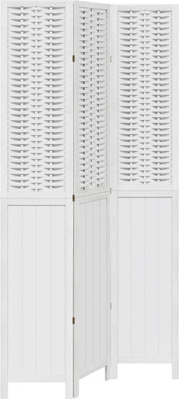 vidaXL - Kamerscherm - met - 3 - panelen - massief - paulowniahout - wit