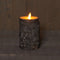 Anna's Collection Led kaars/stompkaars - bruin - berkenhout - H12,5 x D7,5 cm - wax - bewegende vlam