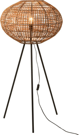 J-Line vloerlamp Driepoot - rotan/metaal - bruin/zwart - small