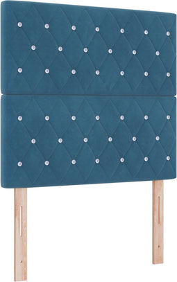 vidaXL - Hoofdbord - met - Cristal - Knoppen, - Ge - tufted, - Donkerblauw, - 100 - cm, - Fluweel