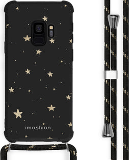 iMoshion Hoesje Geschikt voor Samsung Galaxy S9 Hoesje Met Koord - iMoshion Design Hoesje met Koord - Goud / Zwart / Stars Gold