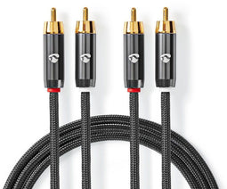 Nedis CATB24200GY50 - RCA kabel - 500 cm - Grijs