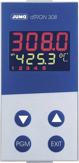 Jumo dTRON 308 (hoch) PID Temperatuurregelaar Pt100, Pt500, Pt1000, KTY11-6, L, J, U, T, K, E, N, S, R, B, C, D -200 to