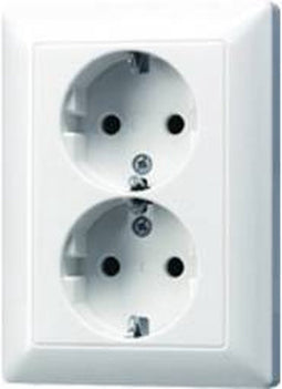 Jung AS5020UWW Wandcontactdoos met randaarde Inzetstuk 2-voudig Alpine-wit