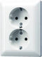 Jung AS5020UWW Wandcontactdoos met randaarde Inzetstuk 2-voudig Alpine-wit