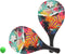 Atosa Beachball set Hawaii vibes - hout - zwart mix - strand tennis speelset - kinderen/volwassenen