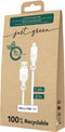 JUST GREEN, USB-A / micro USB-kabel 1,2 m 2,1A Opladen en synchroniseren 10W, Wit