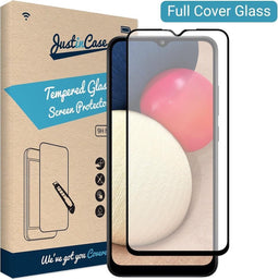 Just in Case Full Cover Tempered Glass voor Samsung Galaxy A02s - Zwart